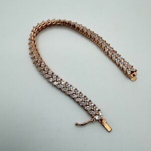 ~7.25" Marquise cut Cubic Zirconia tennis‎ bracelet in ROSE GOLD over 925!